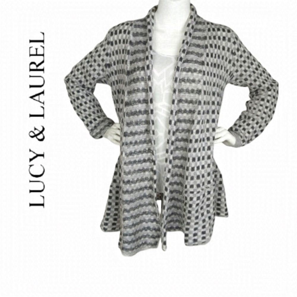 Anthropologie Lucy & Laurel Gray and White Women's Cardigan